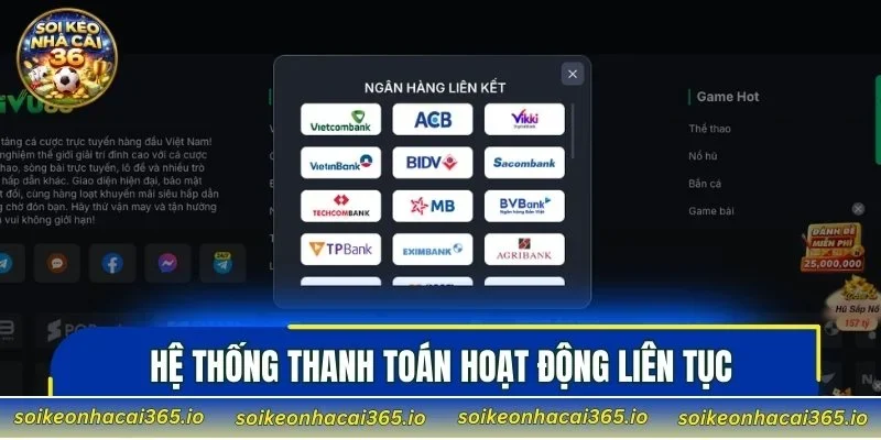 Hệ thống thanh toán của nền tảng hoạt động liên tục