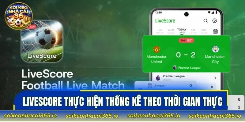 Livescore thực hiện thống kê theo thời gian thực