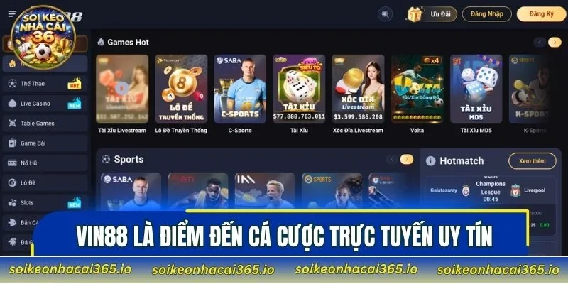 VIN88 là điểm đến cá cược trực tuyến uy tín